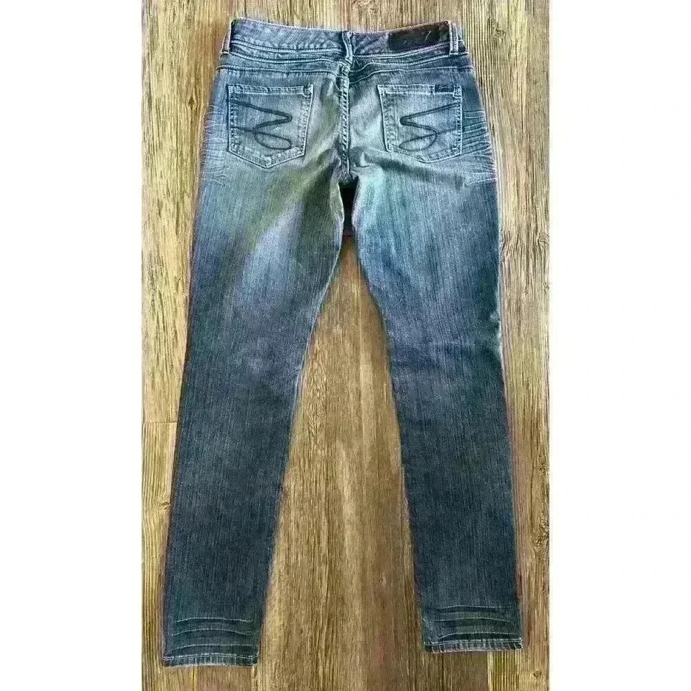 Seven 7 Jeans Womens Size 30 Blue Denim Whiskering Skinny Low-to-Mid Rise - Picture 3 of 12